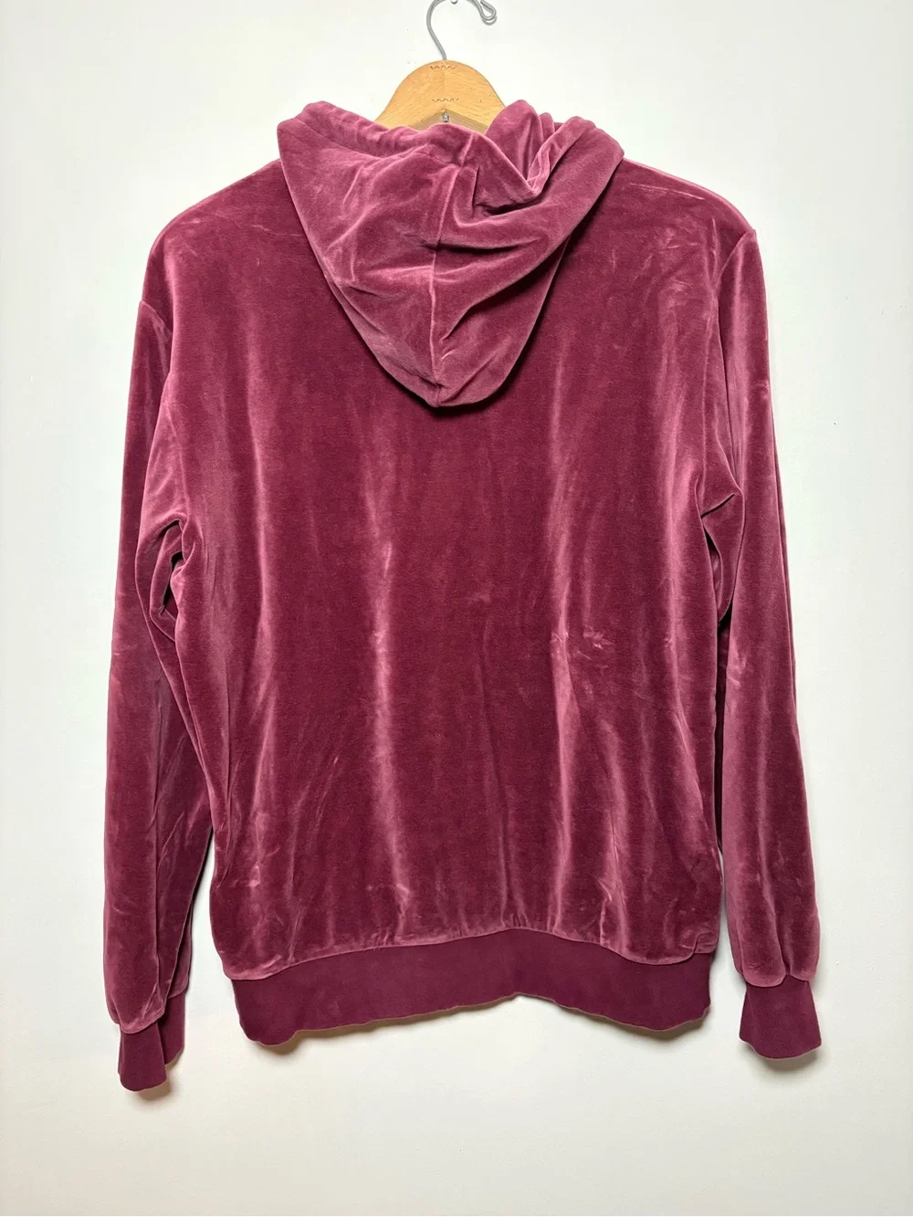 adidas Retro Velour Hoodie Sweatshirt Maroon Burgundy Mens Medium